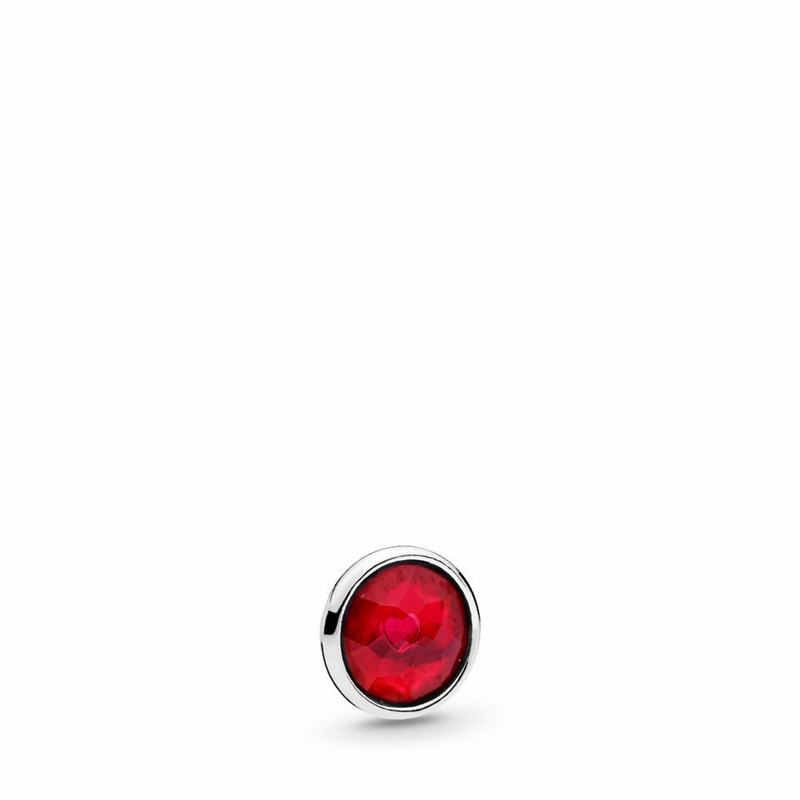 Pandora July Droplet Petite Locket Charm - Sterling Silver/Synthetic Ruby - Canada | ZQ4386FY